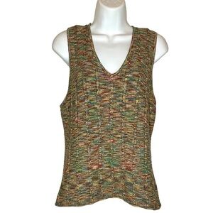 Slate Janet Howard vintage sleeveless v-neck knit sweater multicolored